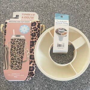 Leopard Print Tumbler Koozie with Snack Tray